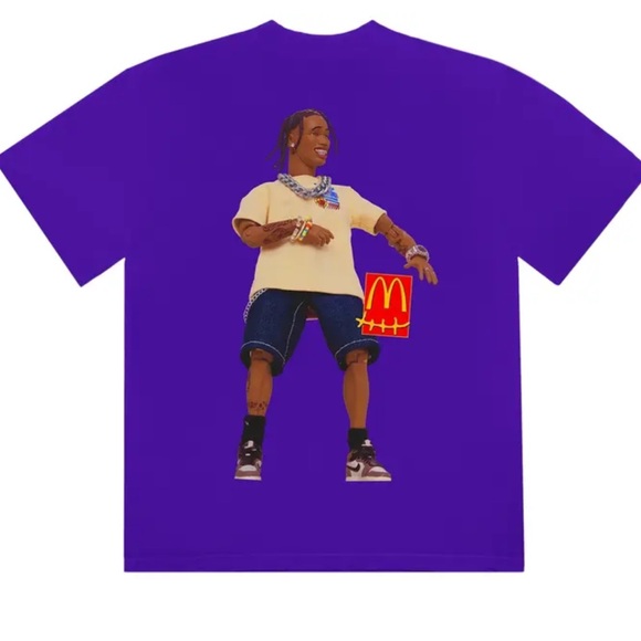 Travis Scott x McDonald's Action Figure Series II T-shirt Purple Large - Picture 1 of 6